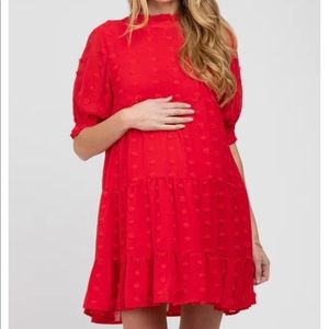 PinkBlush JODIFL Red Swiss Dot Maternity Dress, Size M